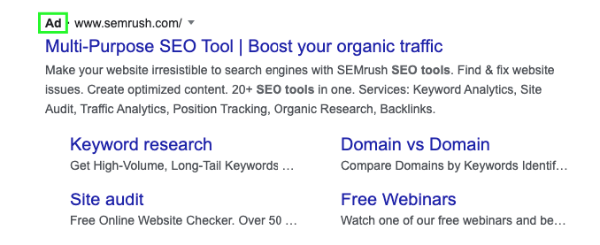 serp features - google ads